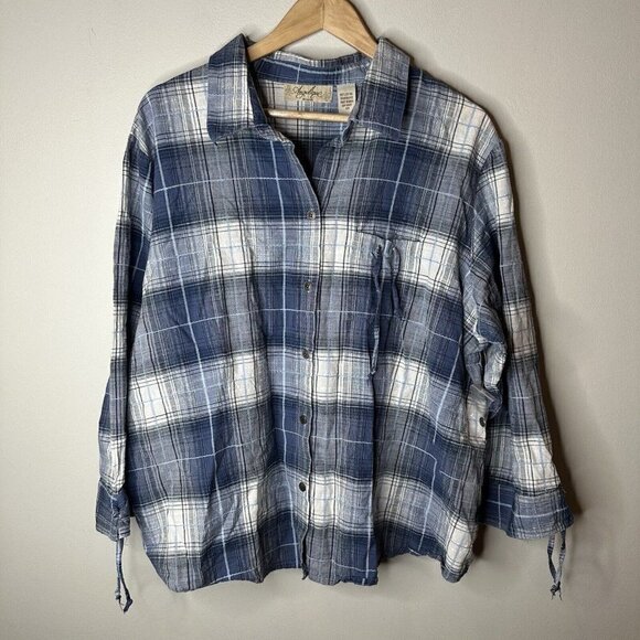 Angelique's Tops - Vintage Angelique Women’s Long Sleeve Plaid Checked Button‎ Up Shirt Size 3X
